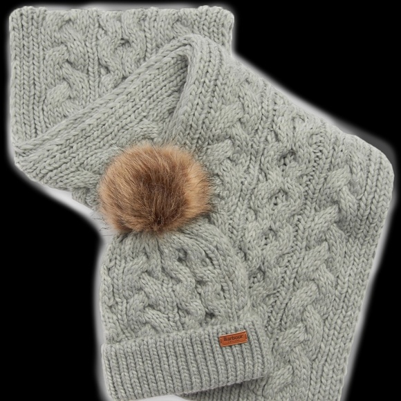 NWT BARBOUR Penshaw scarf & beanie set - grey - Picture 1 of 3